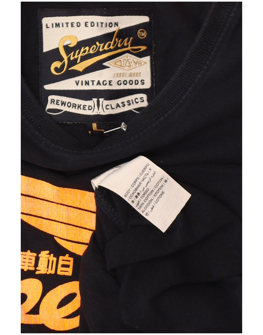 Tricou grafic Superdry Classics pentru bărbați Top mare din bumbac bleumarin