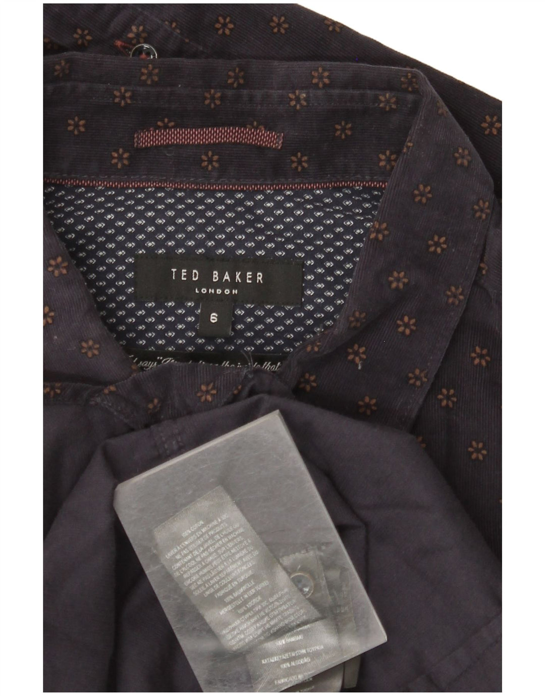 Cămașă pentru bărbați din velur TED BAKER Mărimea 6 2XL Bumbac floral albastru bleumarin