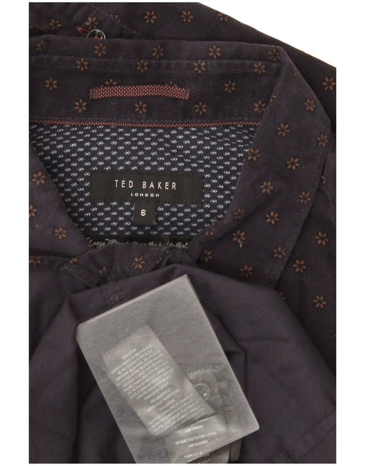 Cămașă pentru bărbați din velur TED BAKER Mărimea 6 2XL Bumbac floral albastru bleumarin