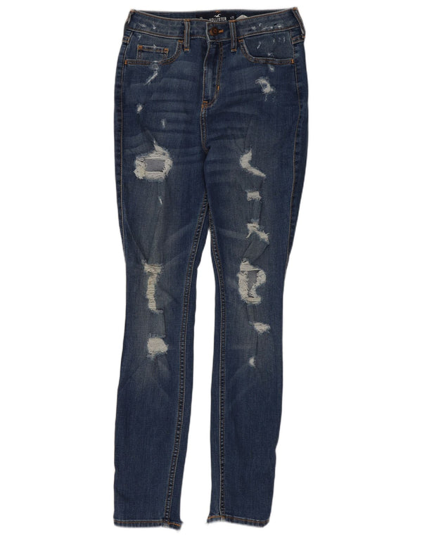 Blugi skinny distressed pentru femei Hollister US 1 XS L25 L28 Bumbac albastru