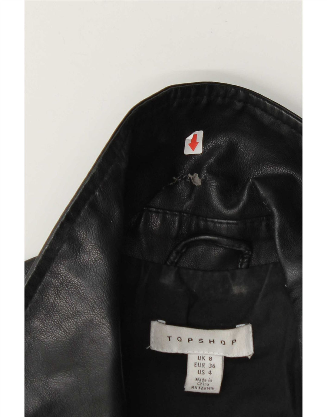 Jachetă de motociclist pentru femei Topshop UK 8, poliester negru mic