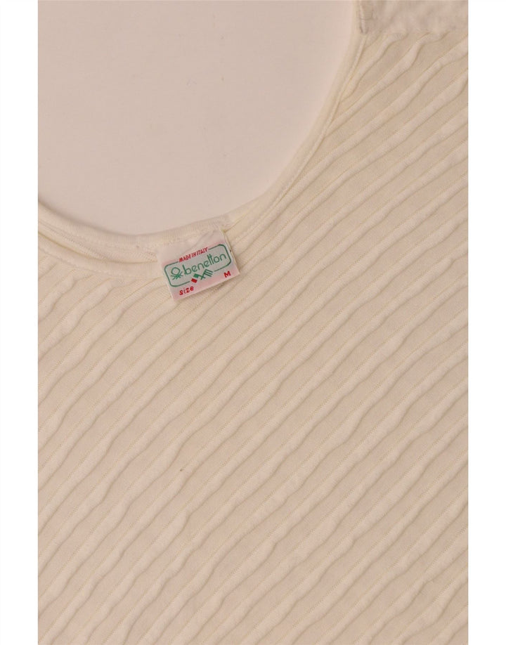Bluză supradimensionată asimetrică pentru femei Benetton UK 14 Bumbac alb mediu