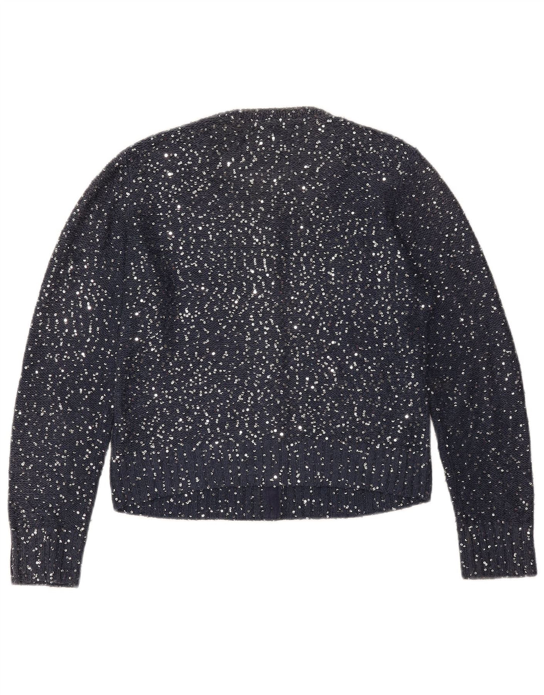 JIGSAW Pulover cardigan crop pentru femei UK 12 Poliester mediu bleumarin
