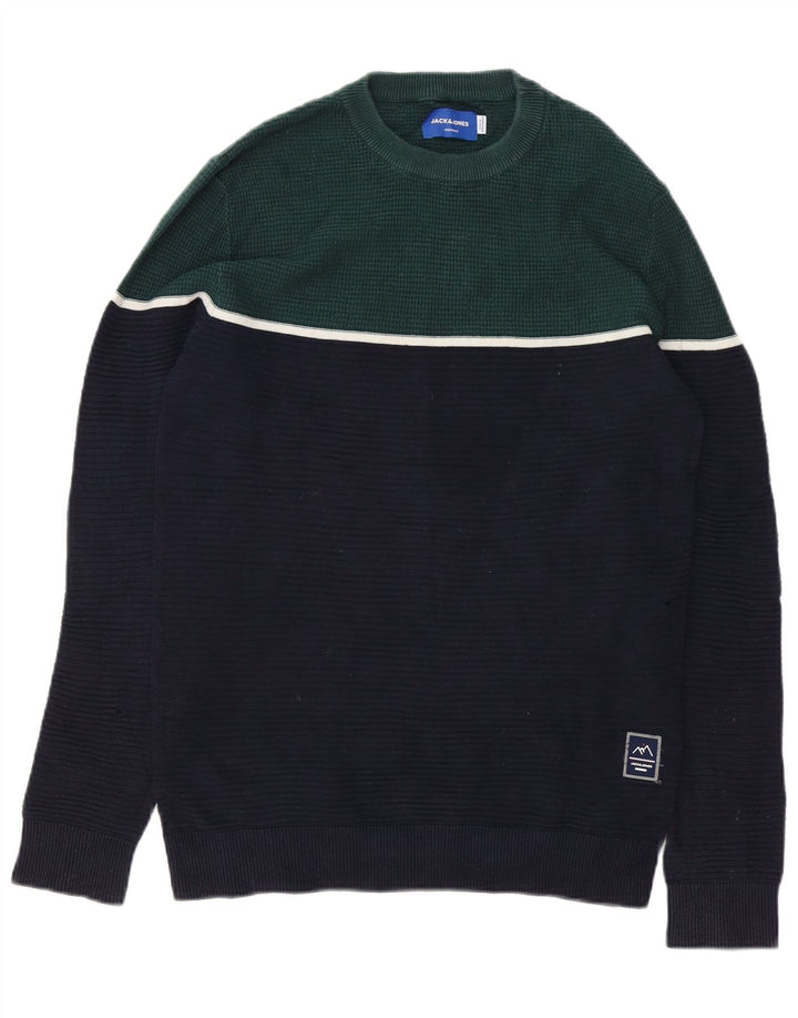 Pulover Jack & Jones pentru bărbați cu decolteu rotund, mic, albastru bleumarin
