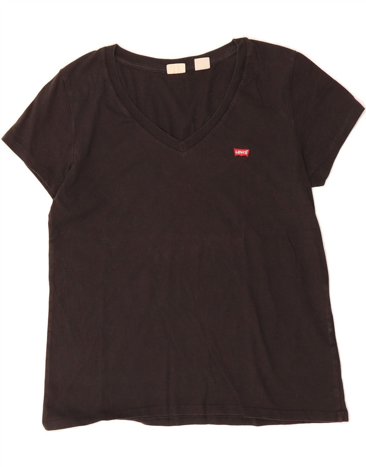 LEVI'S Womens T-Shirt Top UK 14 Medium Black Vintage Levi's and Second-Hand Levi's from Messina Hembry 