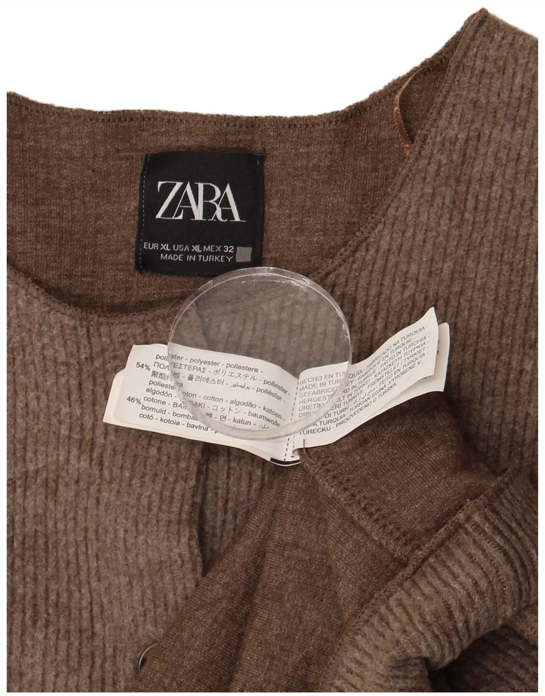 Pulover cardigan pentru femei Zara UK 18 XL Maro Poliester