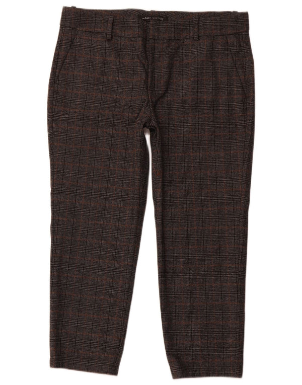 Pantaloni tăiați pentru femei ZARA EU 40 Mediu L30 L23 Gri Houndstooth