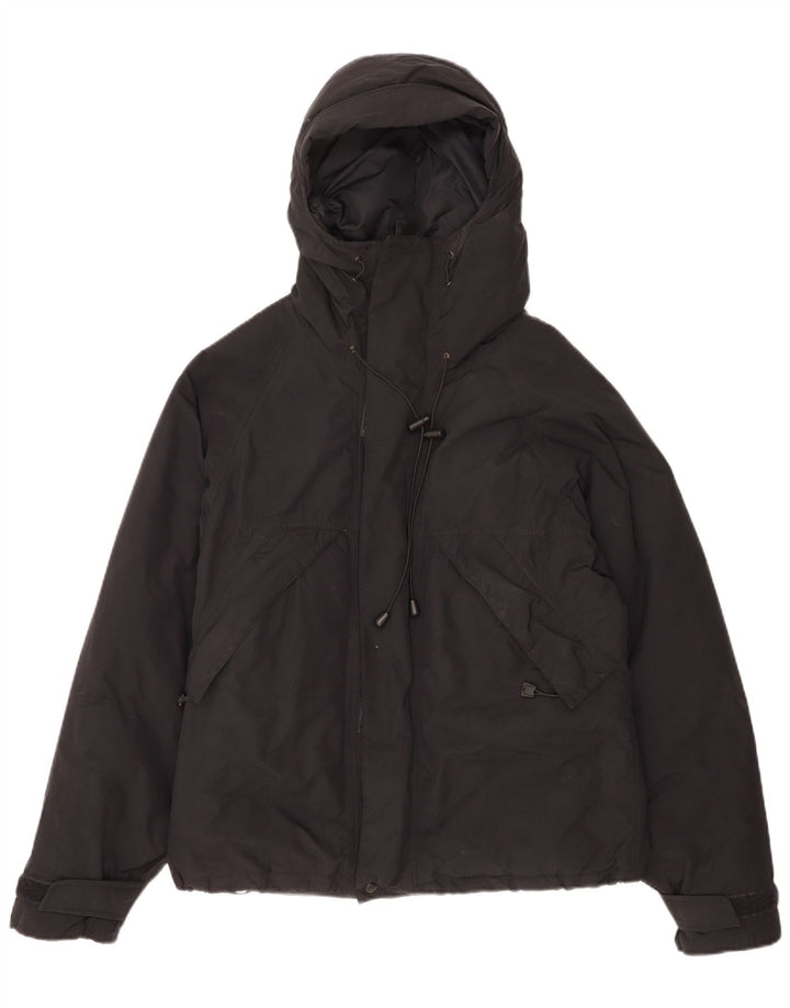 Alberto Aspesi Jachetă căptușită cu glugă pentru bărbați UK 38 Medium Black Nylon