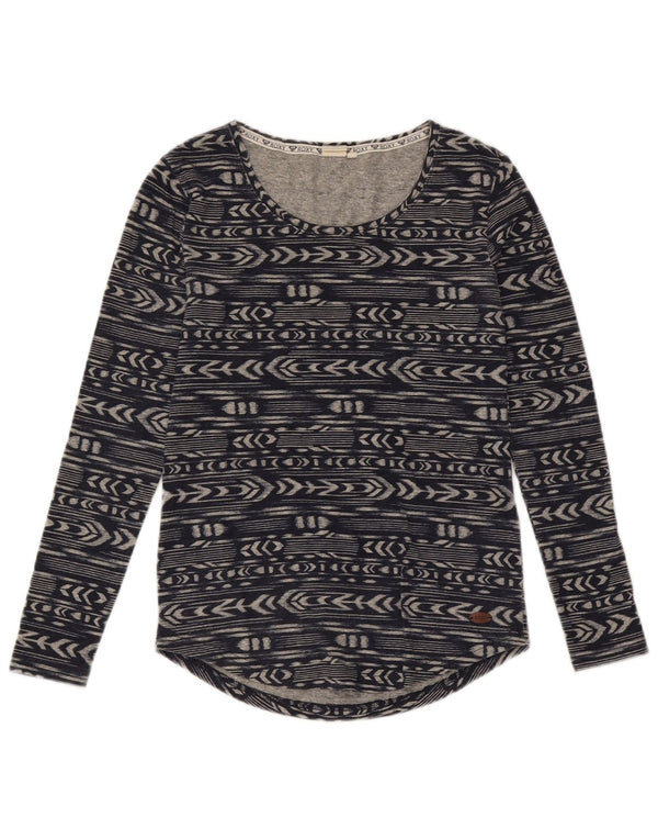 Top pentru femei Roxy cu mânecă lungă UK 6 XS bleumarin geometric poliester