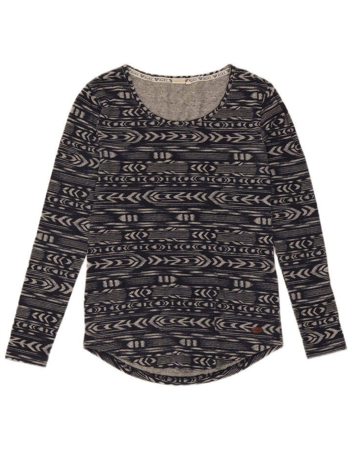 Top pentru femei Roxy cu mânecă lungă UK 6 XS bleumarin geometric poliester