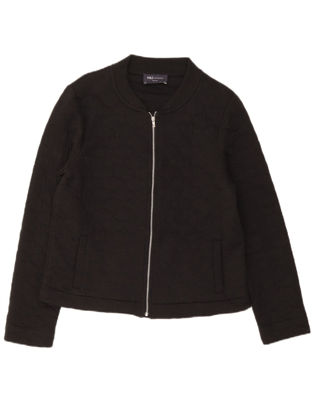 Jachetă matlasată pentru femei Marks & Spencer, slim fit, UK 12, bumbac mediu negru