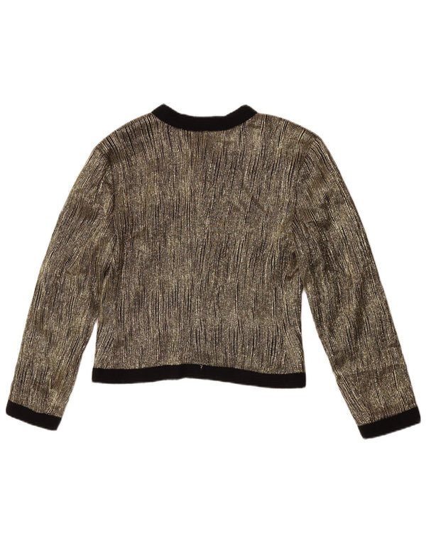 Jachetă vintage pentru femei crop blazer UK 14 Medium Gold Colorblock Acetat