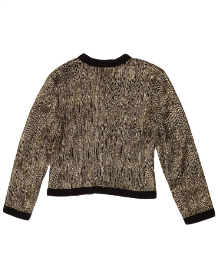 Jachetă vintage pentru femei crop blazer UK 14 Medium Gold Colorblock Acetat