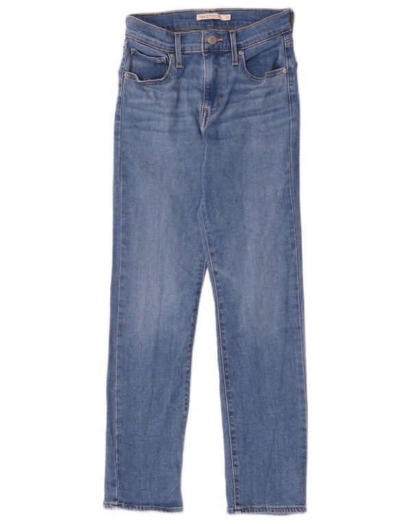 Blugi drepti cu talie mare Levi's 724, L24 L26, bumbac albastru
