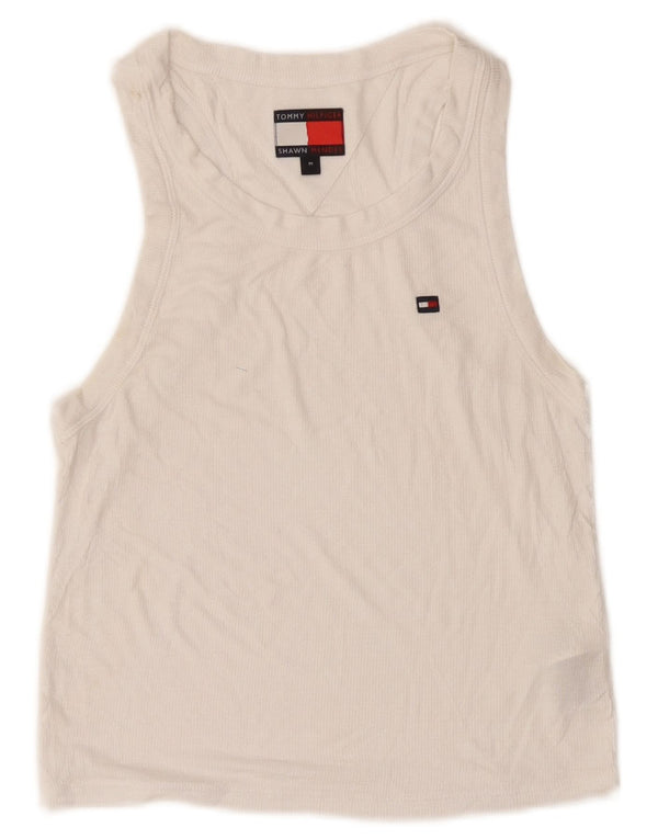 Top cu vestă crop pentru femei Tommy Hilfiger UK 12 Medium White Modal