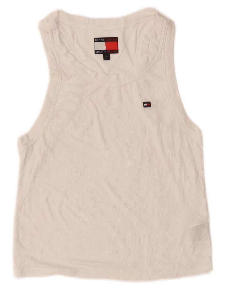 Top cu vestă crop pentru femei Tommy Hilfiger UK 12 Medium White Modal