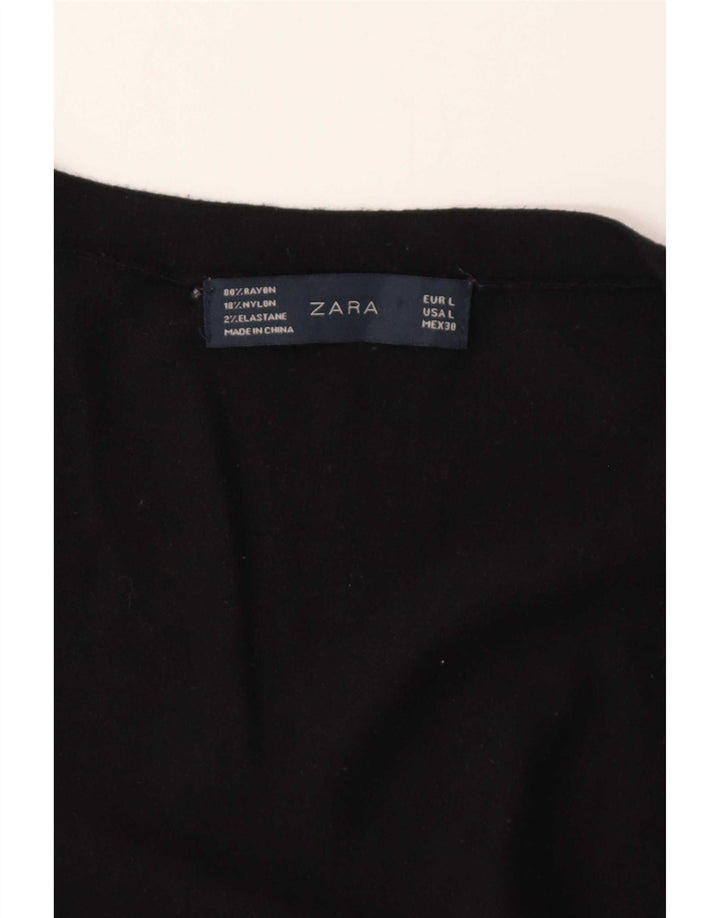 Pulover cardigan pentru femei Zara UK 16, mare, negru, raion