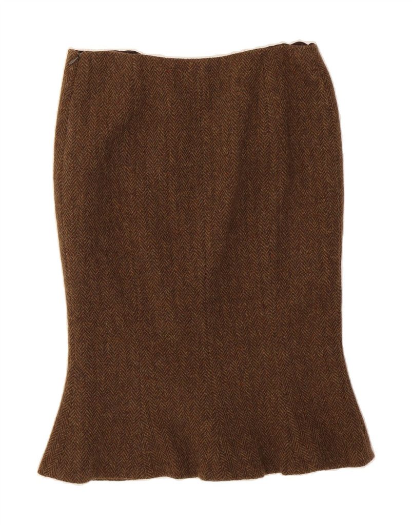 RALPH LAUREN Womens Trumpet Skirt US 10 Large W30 Brown Herringbone Vintage Ralph Lauren and Second-Hand Ralph Lauren from Messina Hembry 