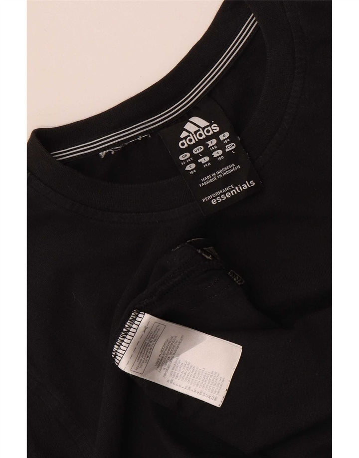 Top pentru băieți Adidas cu mânecă lungă 13-14 ani, bumbac negru