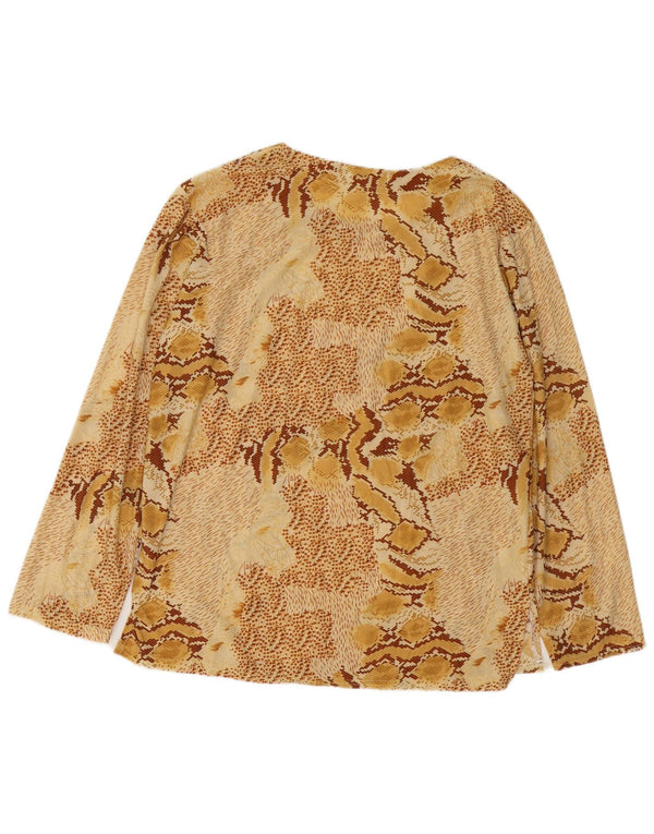 Bluză cu mânecă lungă pentru femei VINTAGE UK 18 XL bumbac cu imprimeu animal bej