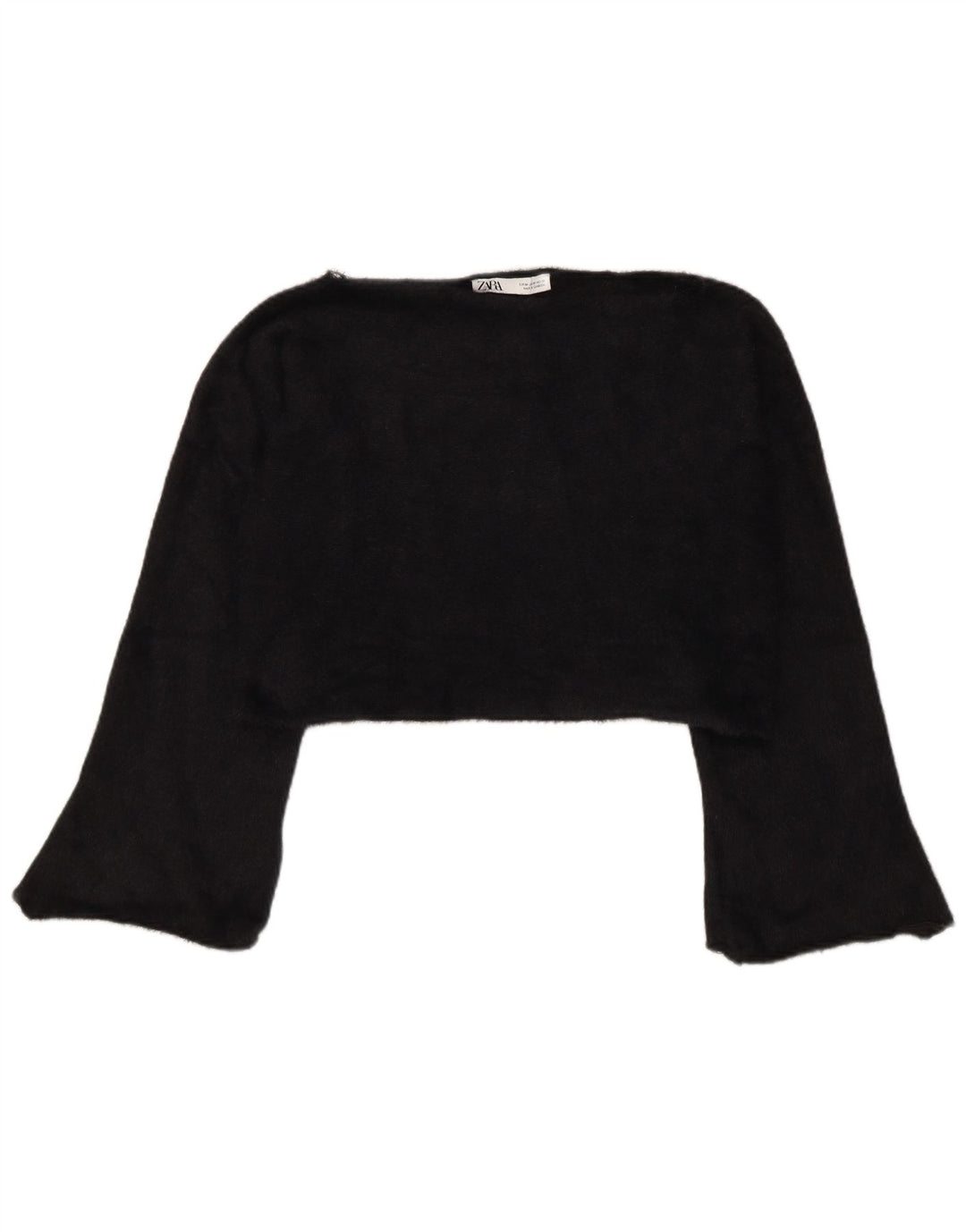 Crop Top pentru femei Zara cu mânecă lungă UK 14 Medium Negru