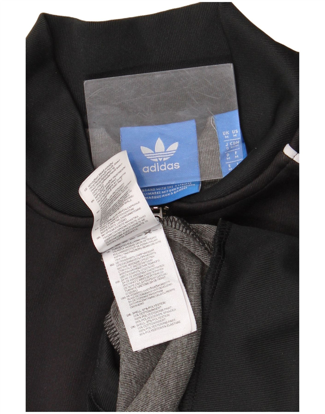 Jachetă de trening pentru bărbați Adidas, negru mediu, poliester bloc de culoare