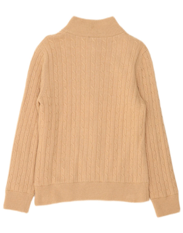 Pulover cardigan pentru femei Golfino cu fermoar complet UK 12, lână merinos, bej mediu