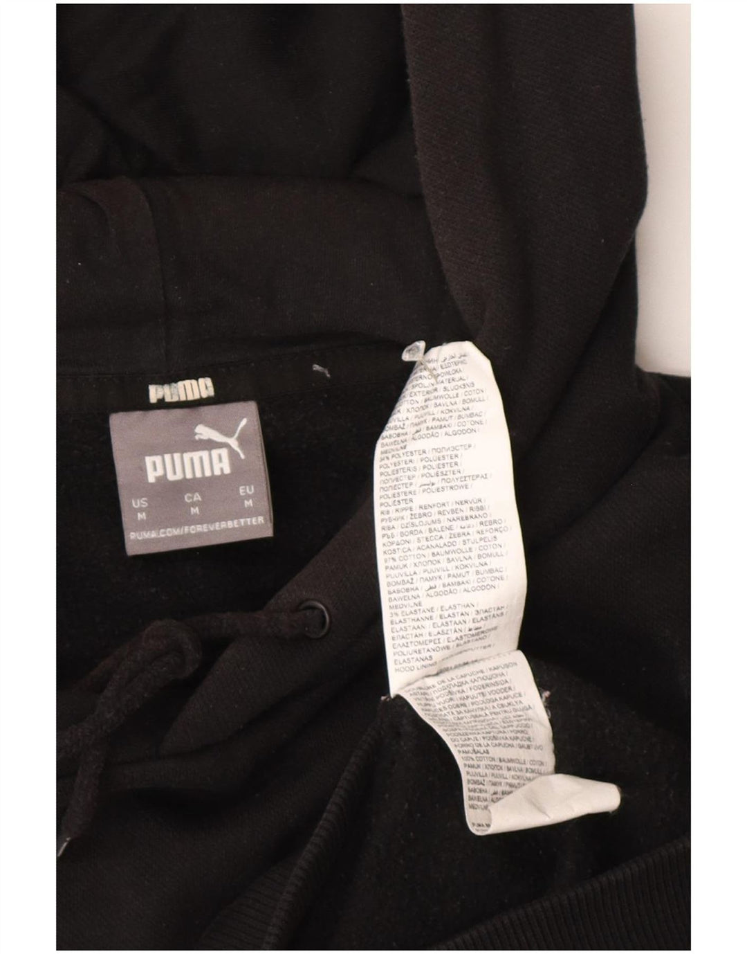 Pulover Puma pentru bărbați, bumbac mediu negru