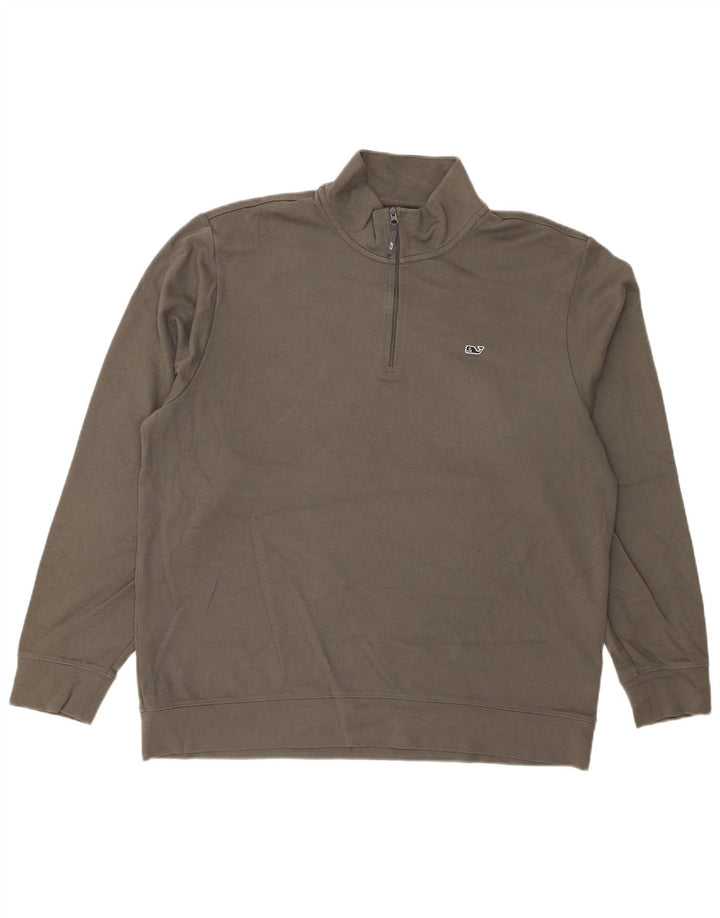 VINEYARD VINES Hanorac pentru bărbați, cu fermoar, cu gât, mare, gri