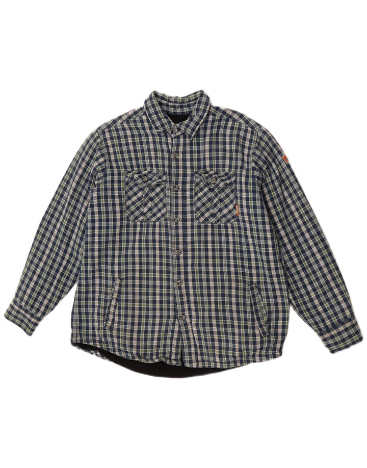 Cămașă de flanel lumberjack pentru bărbați Black Jack, bumbac cu carouri albastre mari