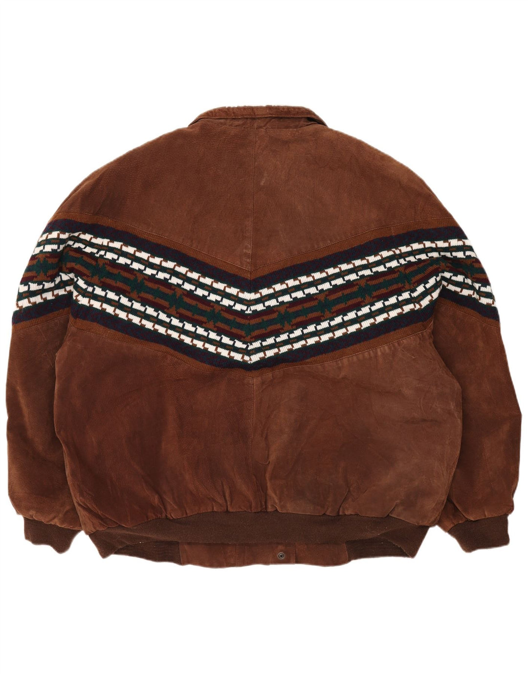 Jachetă vintage pentru bărbați Sherpa, cu ajustare largi, UK 44 2XL, maro, piele geometrică