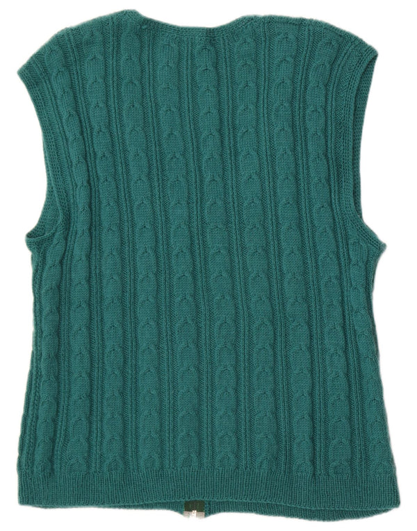 Pulover Cardigan fără mâneci Vintage pentru femei UK 16 Large Green