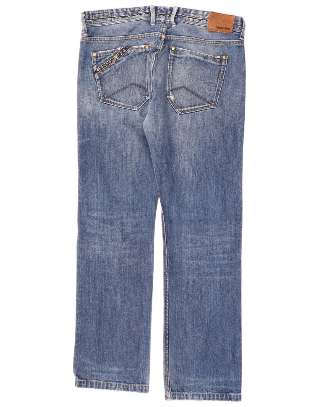 MELTIN' POT Blugi drepți învechiți pentru bărbați W36 L34 Bumbac albastru