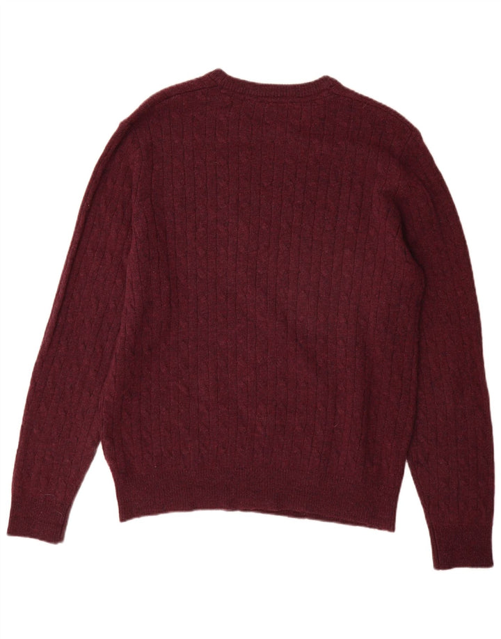Îmbrăcăminte pentru echipaj Pulover pentru bărbați cu gât crew Pulover Medium Burgundy Lambswool