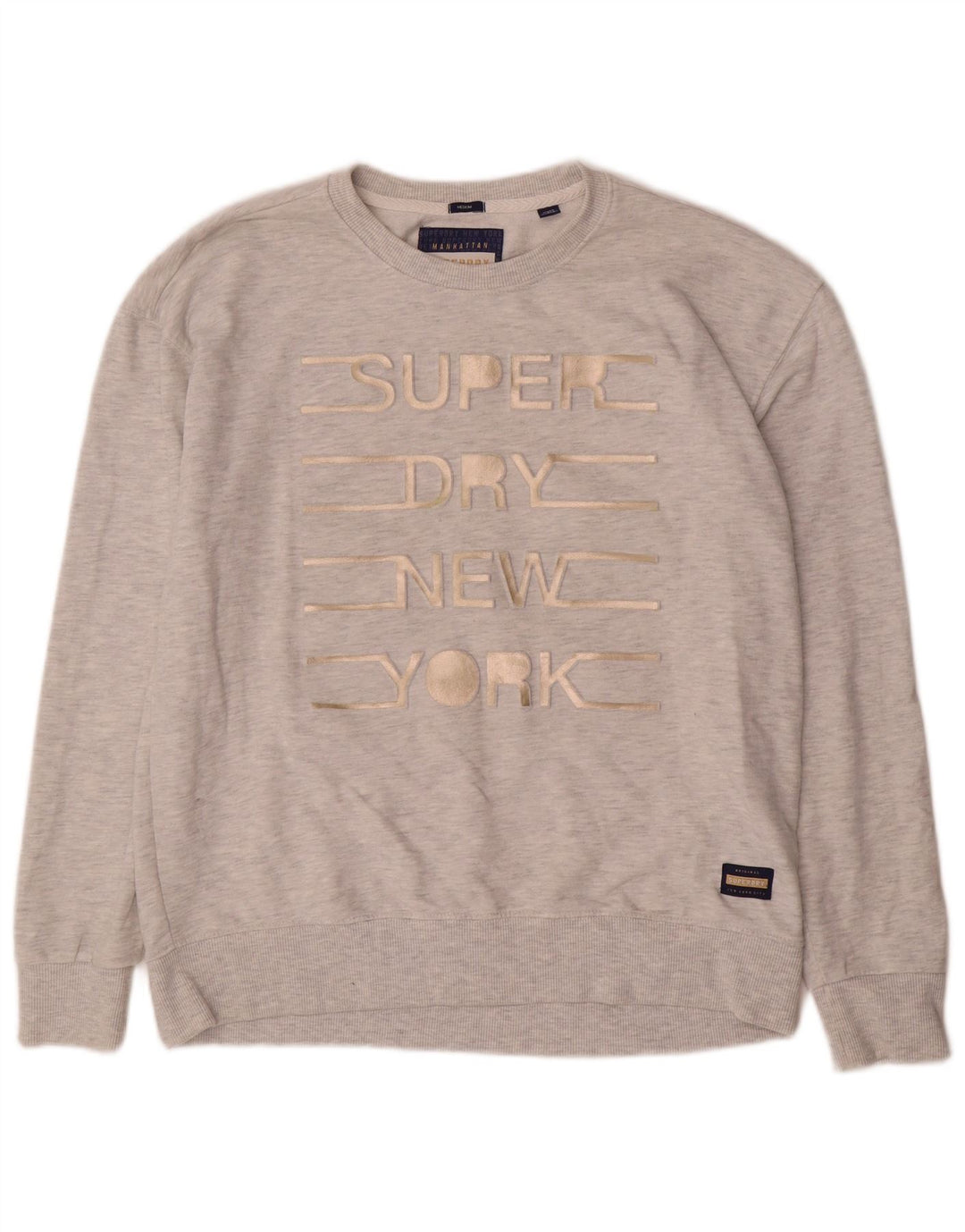 Pulover cu grafic pentru femei Superdry UK 14, bumbac cu pete gri mediu