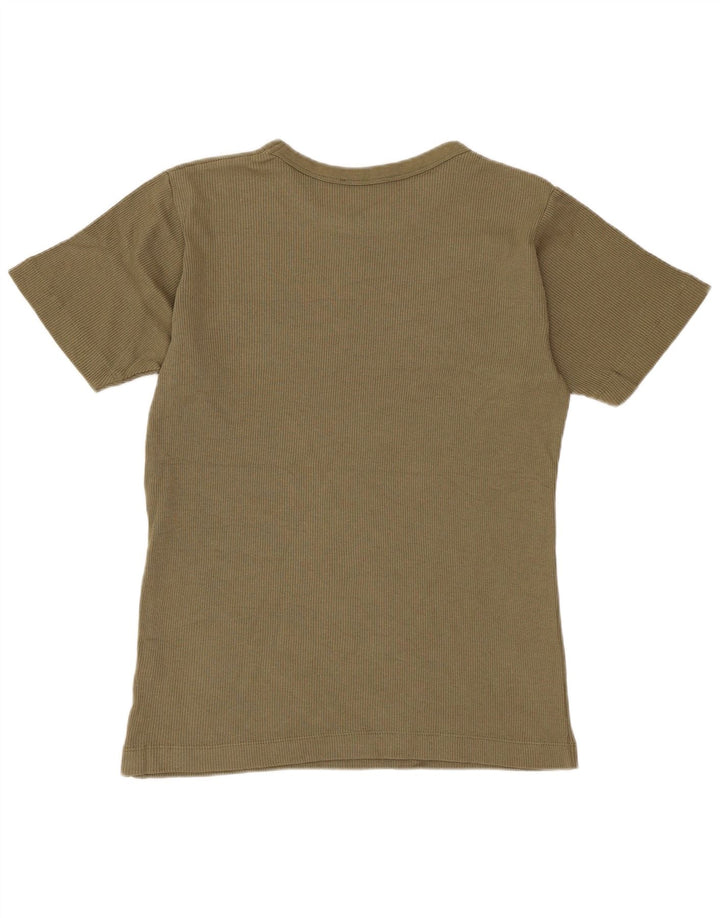 ZARA Bărbați Tricou Top Mic Kaki Bumbac