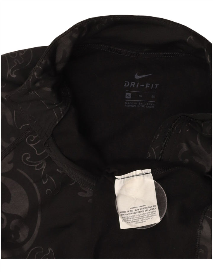 Top de trening NIKE Dri Fit, cu fermoar și gât, pentru femei, UK 18 XL, negru, cachetele