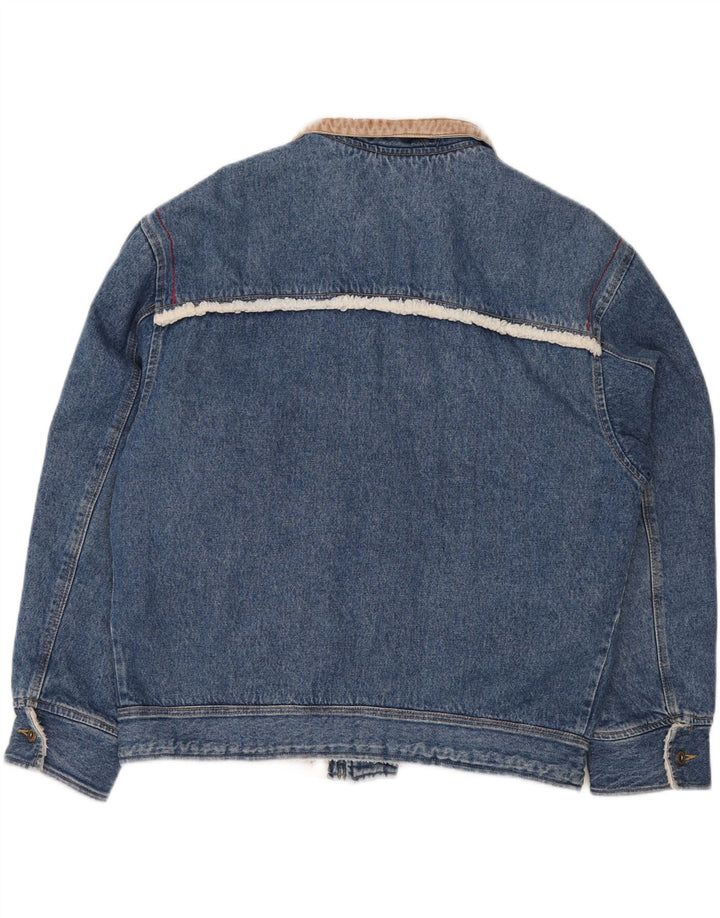 CARRERA Mens Sherpa Denim Jacket UK 40 Large Blue Cotton