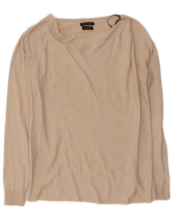 Massimo Dutti Pulover cu pulover pentru femei, cu ajustare obișnuită, UK 12 Medium Beige Silk