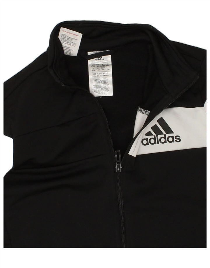 ADIDAS Boys Tracksuit Top Jacket 9-10 Years Black Colourblock Polyester Vintage Adidas and Second-Hand Adidas from Messina Hembry 