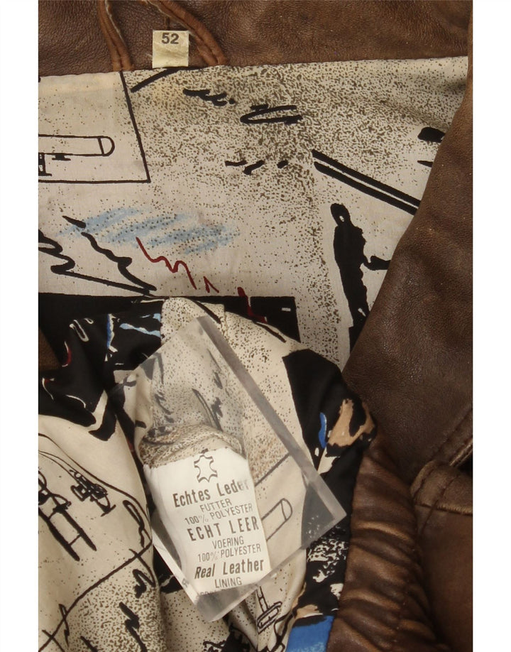 Jachetă de piele pentru bărbați VINTAGE EU 52 XL din piele maro