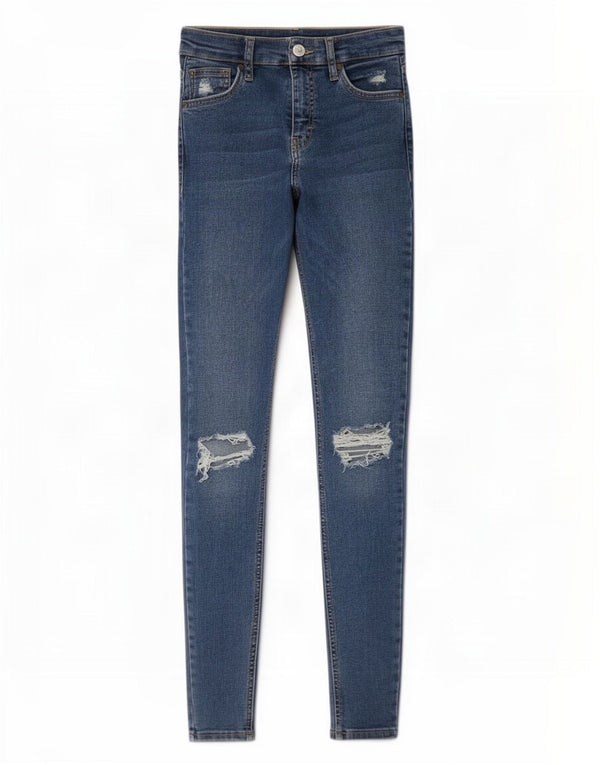 Topshop Blugi skinny distressed pentru femei W25 L29 bumbac albastru