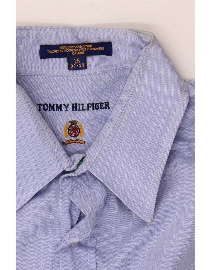 Cămașă Tommy Hilfiger pentru bărbați, mărimea 16, mare, albastru, din bumbac