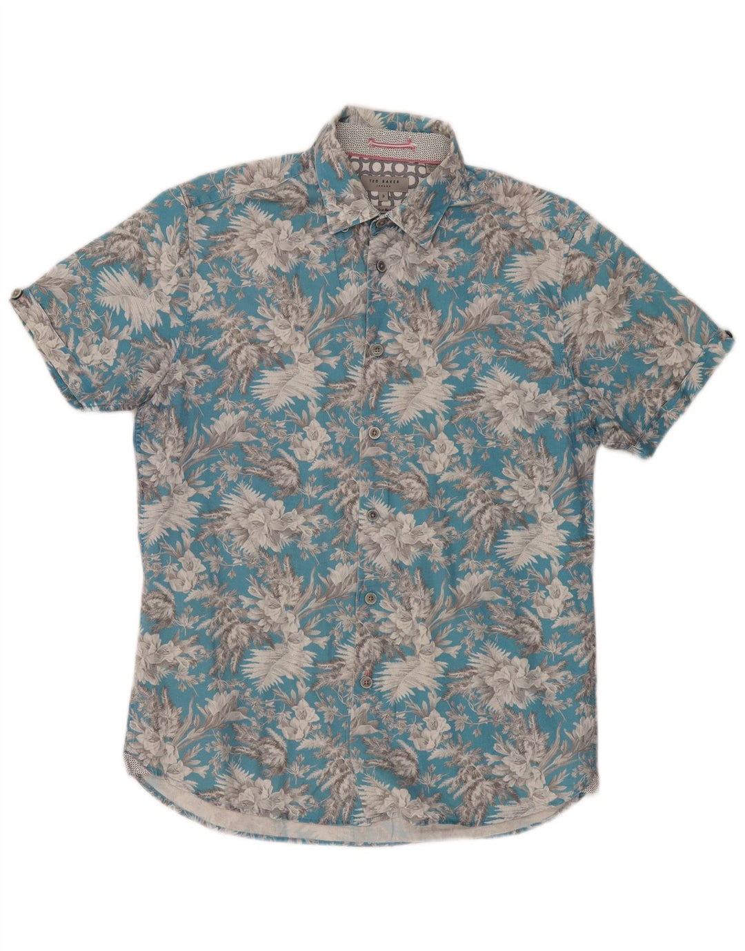 Cămașă pentru bărbați Ted Baker cu mânecă scurtă, mărimea 3, bumbac floral, albastru mediu