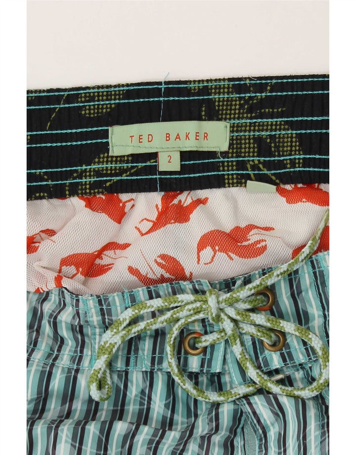 Pantaloni scurți de înot Ted Baker pentru bărbați, mărimea 2, poliester cu dungi albastre mici