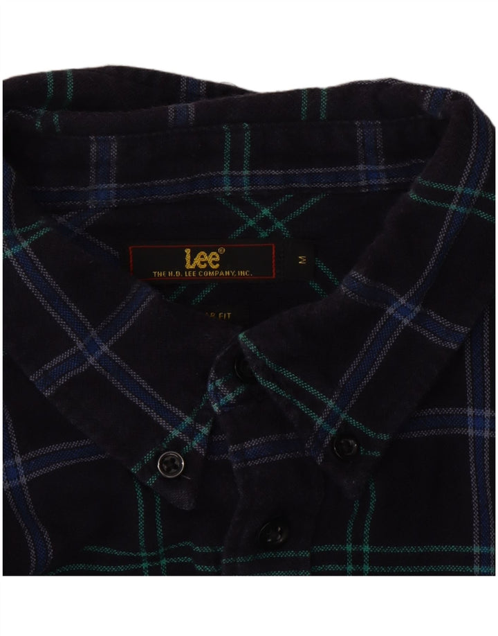 LEE Mens Regular Fit Flannel Shirt Medium Navy Blue Check