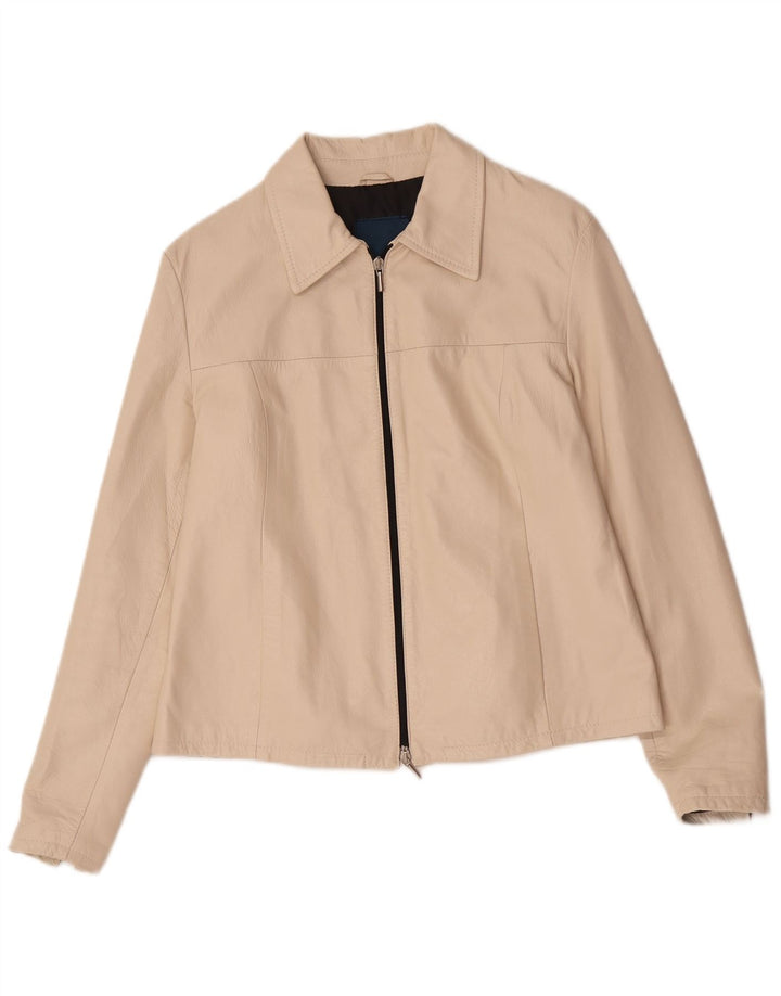 Jachetă de piele vintage pentru femei UK 14 Medium Beige Piele