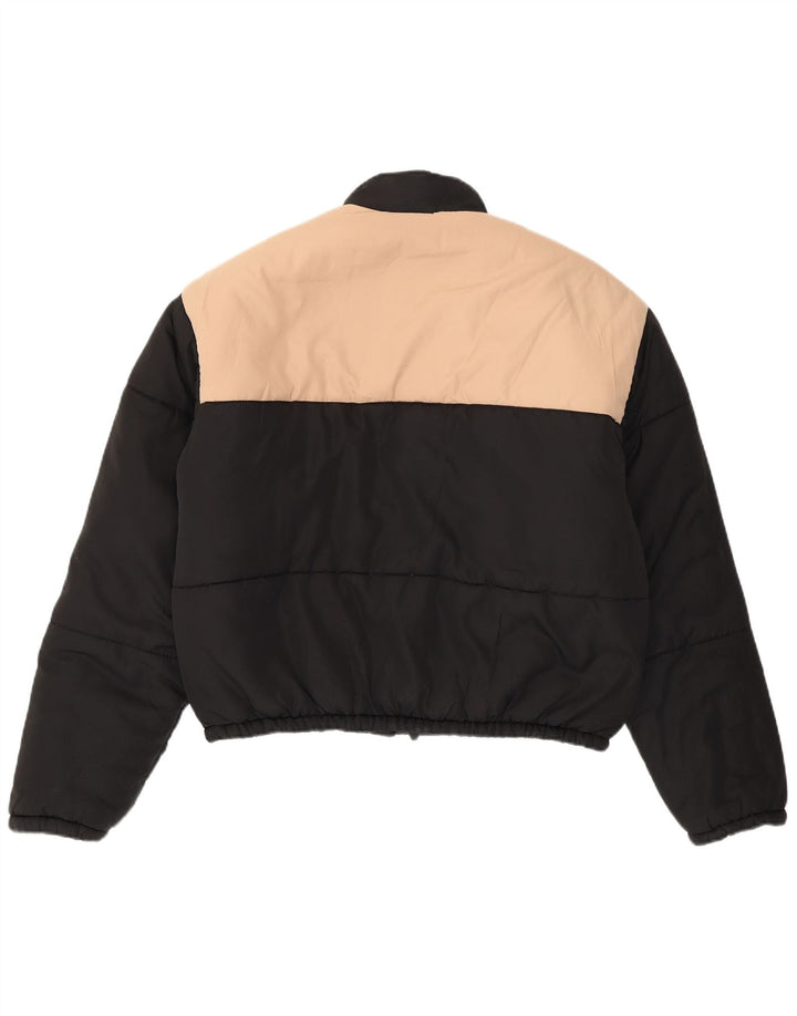 Jachetă căptușită Juicy Couture Crop pentru femei UK 10 Small Black Colorblock