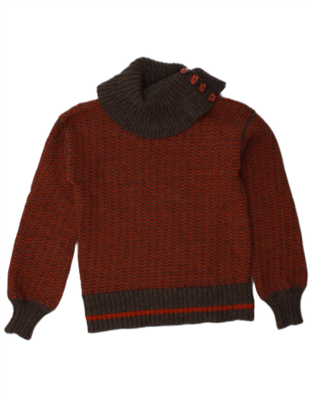 VINTAGE Pulover cu gât rulat pentru femei UK 10 Small Orange Chevron