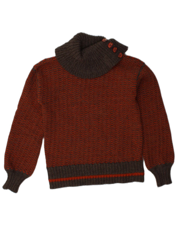 VINTAGE Pulover cu gât rulat pentru femei UK 10 Small Orange Chevron